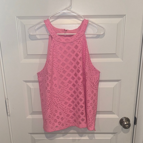 Lilly Pulitzer Tops - Lilly Pulitzer Pink Lace Halter Tank